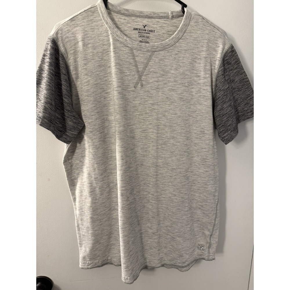American Eagle Outfitters Active Flex Men's M Gray Heather Logo Stretch Tee